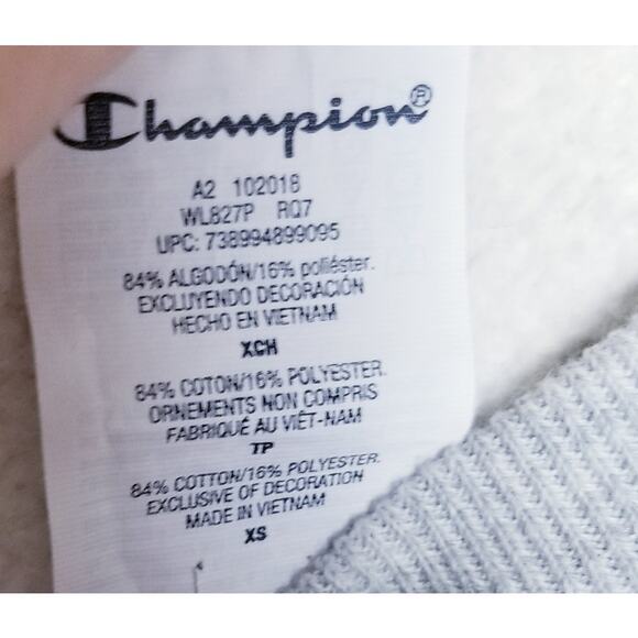 CHAMPION Reverse Weave Cotton Blend Gray Logo Crop Sweatshirt - Size X-Small - Picture 8 of 9